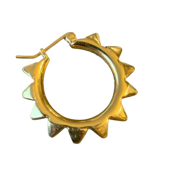 Vtg Tom Binns Spiked Hoop Earrings Gold Plated 1" Punk Rock Avant-Garde Jewelry - Picture 4 of 12